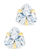 Load image into Gallery viewer, Sterling Silver Trillion Cut Prong Set Stud Earrings