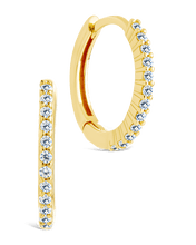 Load image into Gallery viewer, Sterling Silver Pave CZ Micro Hoops