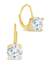 Load image into Gallery viewer, Sterling Silver Round Cut French Clip Earrings