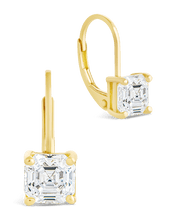 Load image into Gallery viewer, Sterling Silver Princess Cut French Clip Earrings