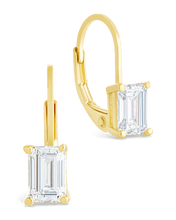 Load image into Gallery viewer, Sterling Silver Emerald Cut French Clip Earrings