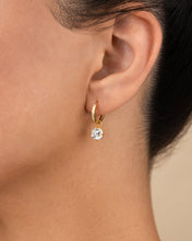 Load image into Gallery viewer, Sterling Silver Augusta Asscher Cut CZ Dangle Micro Hoops