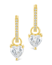 Load image into Gallery viewer, Sterling Silver Eugenia Heart Cut CZ Dangle Micro Hoops