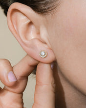 Load image into Gallery viewer, Sterling Silver Round Cut Brilliant Halo Studs