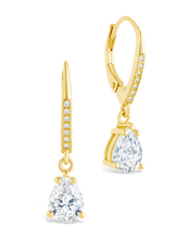 Load image into Gallery viewer, Sterling Silver Angelica Pear Cut CZ French Clip Earrings