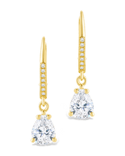 Load image into Gallery viewer, Sterling Silver Angelica Pear Cut CZ French Clip Earrings