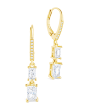 Load image into Gallery viewer, Sterling Silver Eulalia Emerald Cut CZ French Clip Earrings