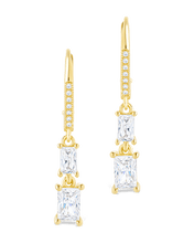 Load image into Gallery viewer, Sterling Silver Eulalia Emerald Cut CZ French Clip Earrings