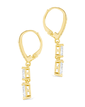 Load image into Gallery viewer, Sterling Silver Eulalia Emerald Cut CZ French Clip Earrings