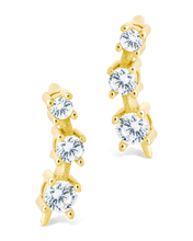 Load image into Gallery viewer, Sterling Silver Round Cut Mini Ear Crawlers