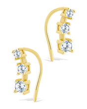 Load image into Gallery viewer, Sterling Silver Round Cut Mini Ear Crawlers