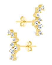 Load image into Gallery viewer, Sterling Silver Round Cut Cluster CZ Crawlers