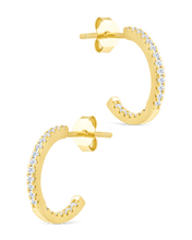 Load image into Gallery viewer, Sterling Silver Thin Bezel Statement Hoops