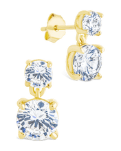 Load image into Gallery viewer, Sterling Silver Galatea Brilliant Cut CZ Studs