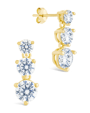 Load image into Gallery viewer, Sterling Silver Opaline Brilliant Cut CZ Studs