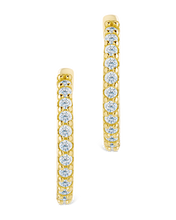 Load image into Gallery viewer, Sterling Silver Constance CZ Studded Statement Hoops