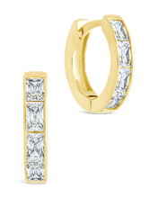 Load image into Gallery viewer, Anwen Emerald Cut CZ Hoops