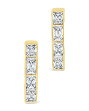 Load image into Gallery viewer, Anwen Emerald Cut CZ Hoops