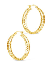 Load image into Gallery viewer, Double Row Herringbone Statement Hoop Earrings