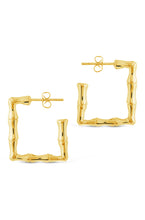 Load image into Gallery viewer, Bamboo Rectangular Hoop Earrings