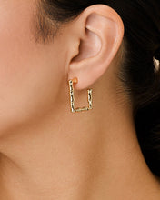 Load image into Gallery viewer, Bamboo Rectangular Hoop Earrings