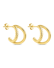 Load image into Gallery viewer, Arcadia Double Row Huggie Hoop Earrings
