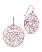 Load image into Gallery viewer, Sterling Silver Round Filigree Dangle Earrings