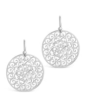 Load image into Gallery viewer, Sterling Silver Round Filigree Dangle Earrings