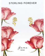Load image into Gallery viewer, Sterling Silver Birth Flower Stud Earrings
