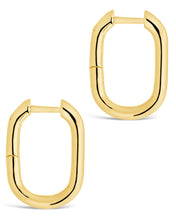 Load image into Gallery viewer, Sterling Silver Rectangle Huggie Hoop Earrings