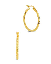 Load image into Gallery viewer, Sterling Silver Anita Textured Hoop Earrings