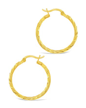 Load image into Gallery viewer, Sterling Silver Anita Textured Hoop Earrings