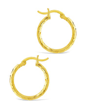 Load image into Gallery viewer, Sterling Silver Anita Textured Hoop Earrings