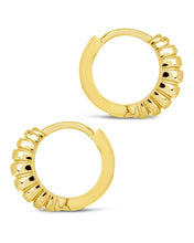 Load image into Gallery viewer, Sterling Silver Graham Ribbed Micro Hoop Earrings