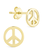 Load image into Gallery viewer, Sterling Silver Peace Sign Studs