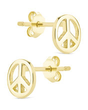 Load image into Gallery viewer, Sterling Silver Peace Sign Studs