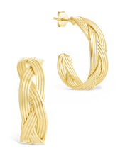 Load image into Gallery viewer, Sterling Silver Janet Ribbed Hoop Earrings