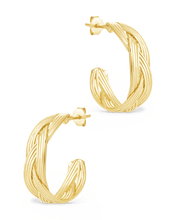 Load image into Gallery viewer, Sterling Silver Janet Ribbed Hoop Earrings
