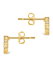 Load image into Gallery viewer, CZ Bezel Frame Rose Petal Stud Earrings