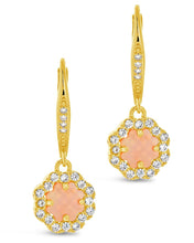 Load image into Gallery viewer, Bezel Frame Rose Petal Short Drop Earrings