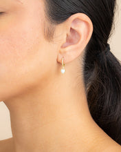 Load image into Gallery viewer, Meredith Braided Opal Heart Drop Hoop Earrings