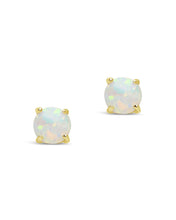 Load image into Gallery viewer, Sterling Silver 6mm Opal Earring Studs - In SIlver or 14K Gold Plated