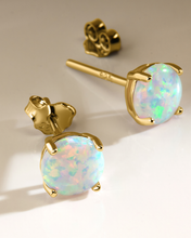 Load image into Gallery viewer, Sterling Silver 6mm Opal Earring Studs - In SIlver or 14K Gold Plated