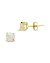 Load image into Gallery viewer, Sterling Silver 6mm Opal Earring Studs - In SIlver or 14K Gold Plated