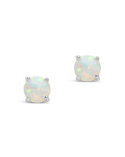 Load image into Gallery viewer, Sterling Silver 6mm Opal Earring Studs - In SIlver or 14K Gold Plated