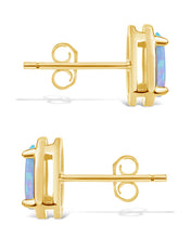 Load image into Gallery viewer, Sterling Silver Blue Opal Oval Stud Earrings