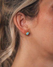 Load image into Gallery viewer, Sterling Silver Blue Opal Oval Stud Earrings