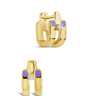 Load image into Gallery viewer, Zella CZ & Enamel Huggie Hoop Earrings