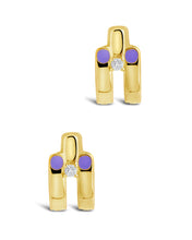 Load image into Gallery viewer, Zella CZ & Enamel Huggie Hoop Earrings