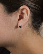 Load image into Gallery viewer, CZ Bezel Frame Rose Petal Stud Earrings